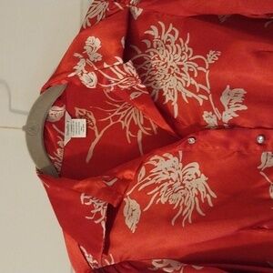Studio Y Womens‎ 3/4 Sleeve Red/White Floral Print Blouse Size Small